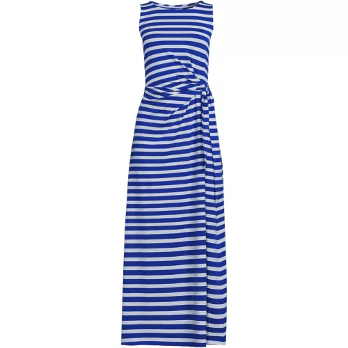 Women's Cotton Modal Sleeveless Tie Waist Maxi Dress, Front