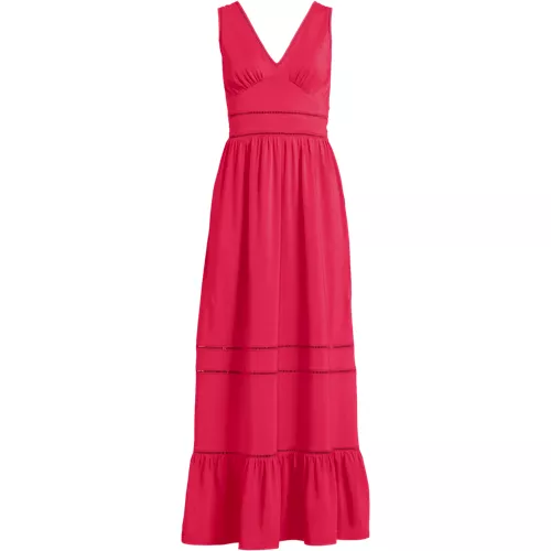 Women's Cotton Modal Embellished Trim Maxi Dress, Front