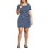Women's Plus Size Short Sleeve Cotton Modal Wrap Mini Dress, Front
