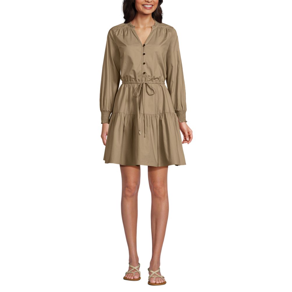 chinese dress ladies Linen Blend Double Flutter Popover Mini
