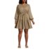 Women's Plus Size Long Sleeve Cotton Poplin Mini Popover Dress, Front