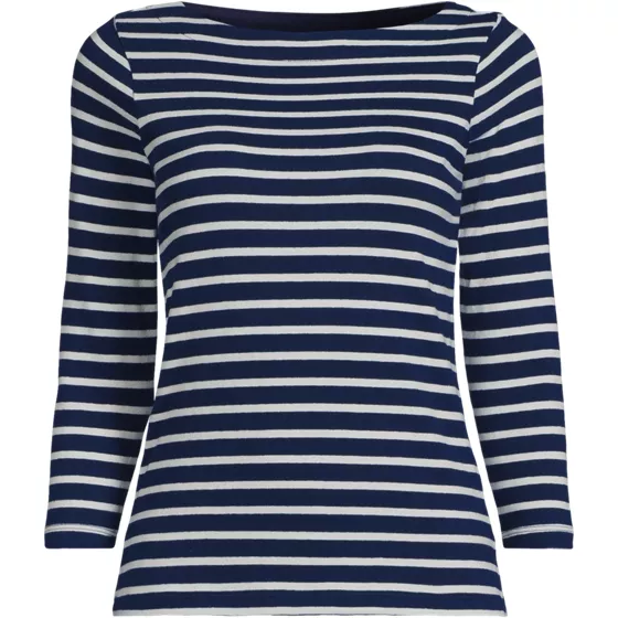 Women's Plus Size Mariner Jersey Boatneck Top - primary