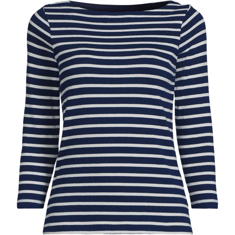 Women's Plus Size Mariner Jersey Boatneck Top, Front