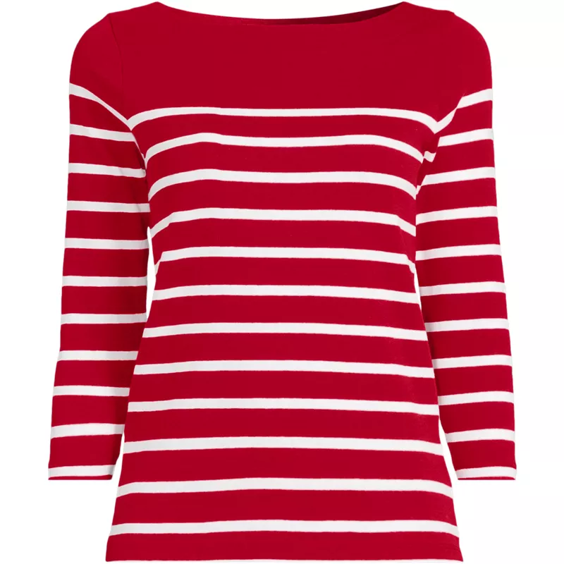 Women's Petite Mariner Jersey Boatneck Top, Front
