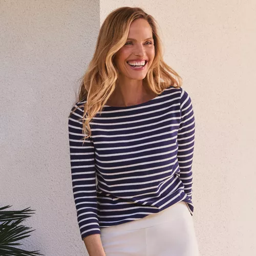 Women's Mariner Jersey Boatneck Top, alternative image