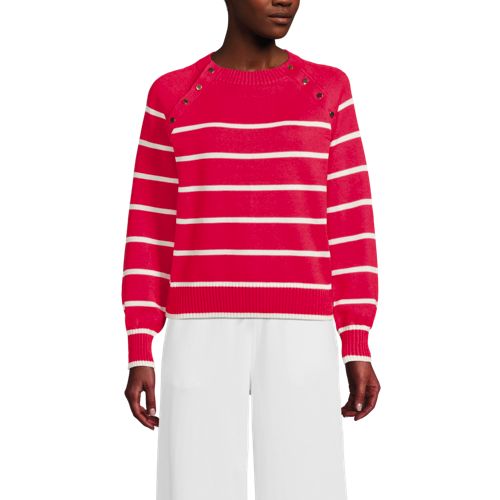 Women's Drifter Raglan Button Bib Crew Neck Sweater, Front