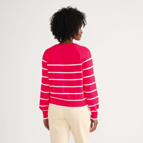 Women's Drifter Raglan Button Bib Crew Neck Sweater, Back