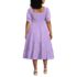 Women's Plus Size Smocked Cotton Dobby Midi Puff Sleeve Dress, Back