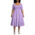 Women's Plus Size Smocked Cotton Dobby Midi Puff Sleeve Dress, Front