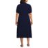 Women's Plus Size Twill Button Front Fluid Short Sleeve Dress, Back