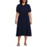 Women's Plus Size Twill Button Front Fluid Short Sleeve Dress, Front