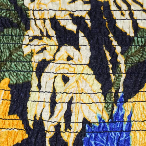 Women's Smocked Cotton Dobby Midi Puff Sleeve Dress, alternative image