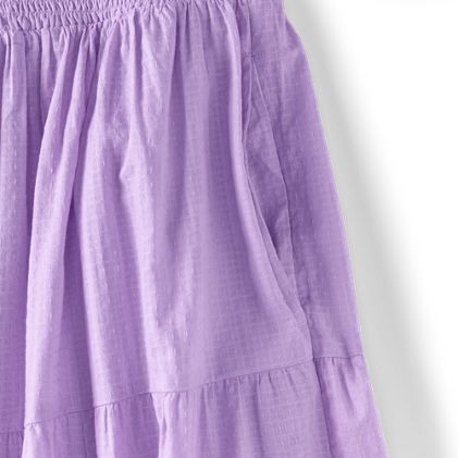 Women's Smocked Cotton Dobby Midi Puff Sleeve Dress - image 7