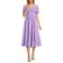 Women's Smocked Cotton Dobby Midi Puff Sleeve Dress, Front