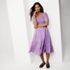 Women's Smocked Cotton Dobby Midi Puff Sleeve Dress, alternative image