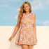 Women's Plus Size Tugless High Neck Swim Dress Swimsuit, alternative image