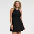 Women's Plus Size Tugless High Neck Swim Dress Swimsuit, Front
