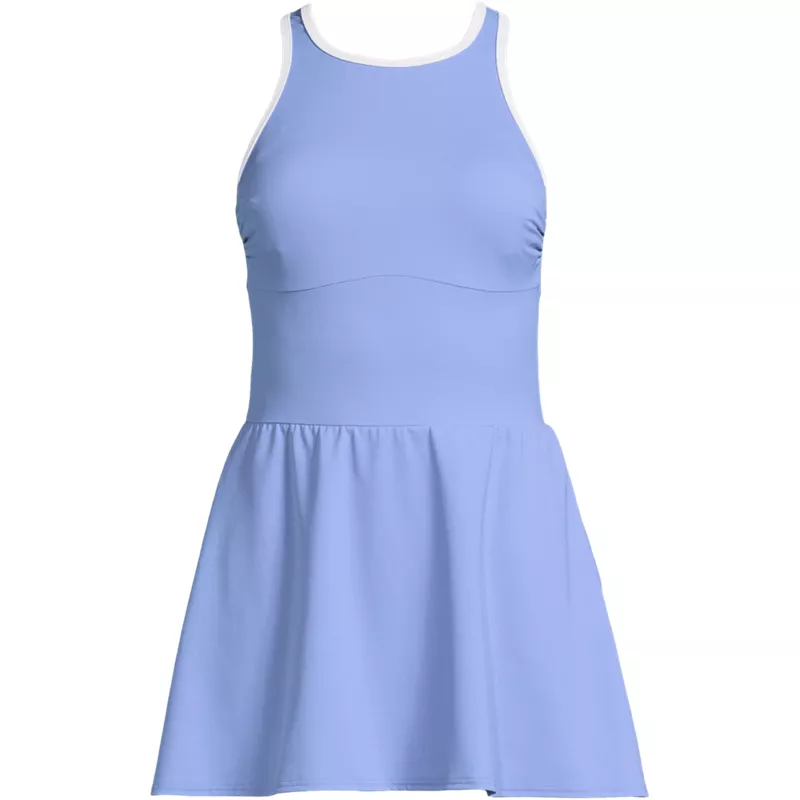 Women's Tugless High Neck Swim Dress Swimsuit, Front