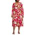 Women's Plus Size Crepe Button Front Long Sleeve Midi Dress, Front