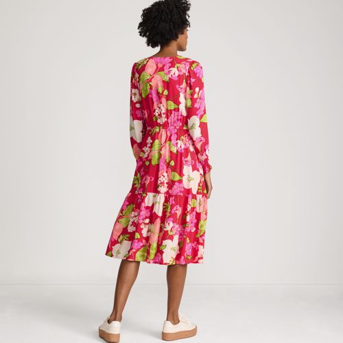 Women's Crepe Button Front Long Sleeve Midi Dress - image 2