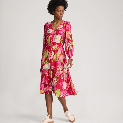 Women's Crepe Button Front Long Sleeve Midi Dress - image 3