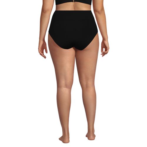  Lands' End Bikinihose Zum Umschlagen, High Waist,, Damen, Größe:48 Plus, Schwarz, Elasthan/nylon-mischung, By Lands' End 