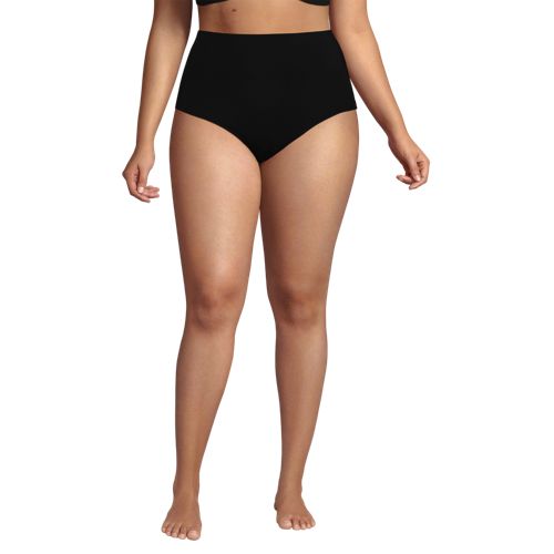  Lands' End Bikinihose Zum Umschlagen, High Waist,, Damen, Größe:48 Plus, Schwarz, Elasthan/nylon-mischung, By Lands' End 