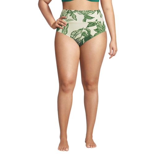  Lands' End Bikinihose Zum Umschlagen, High Waist,, Damen, Größe:48 Plus, Weiß, Elasthan/nylon-mischung, By Lands' End 