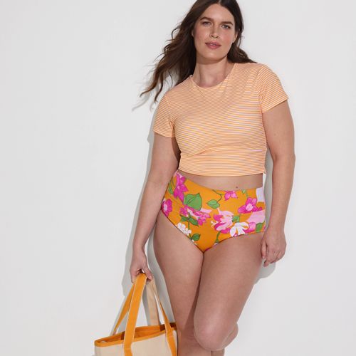 Women's Chlorine Resistant Smoothing Control High Waisted Bikini Bottoms