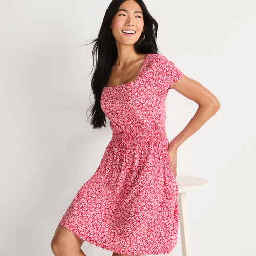 Women's Cap Sleeve Box Pleat Ponte Dress