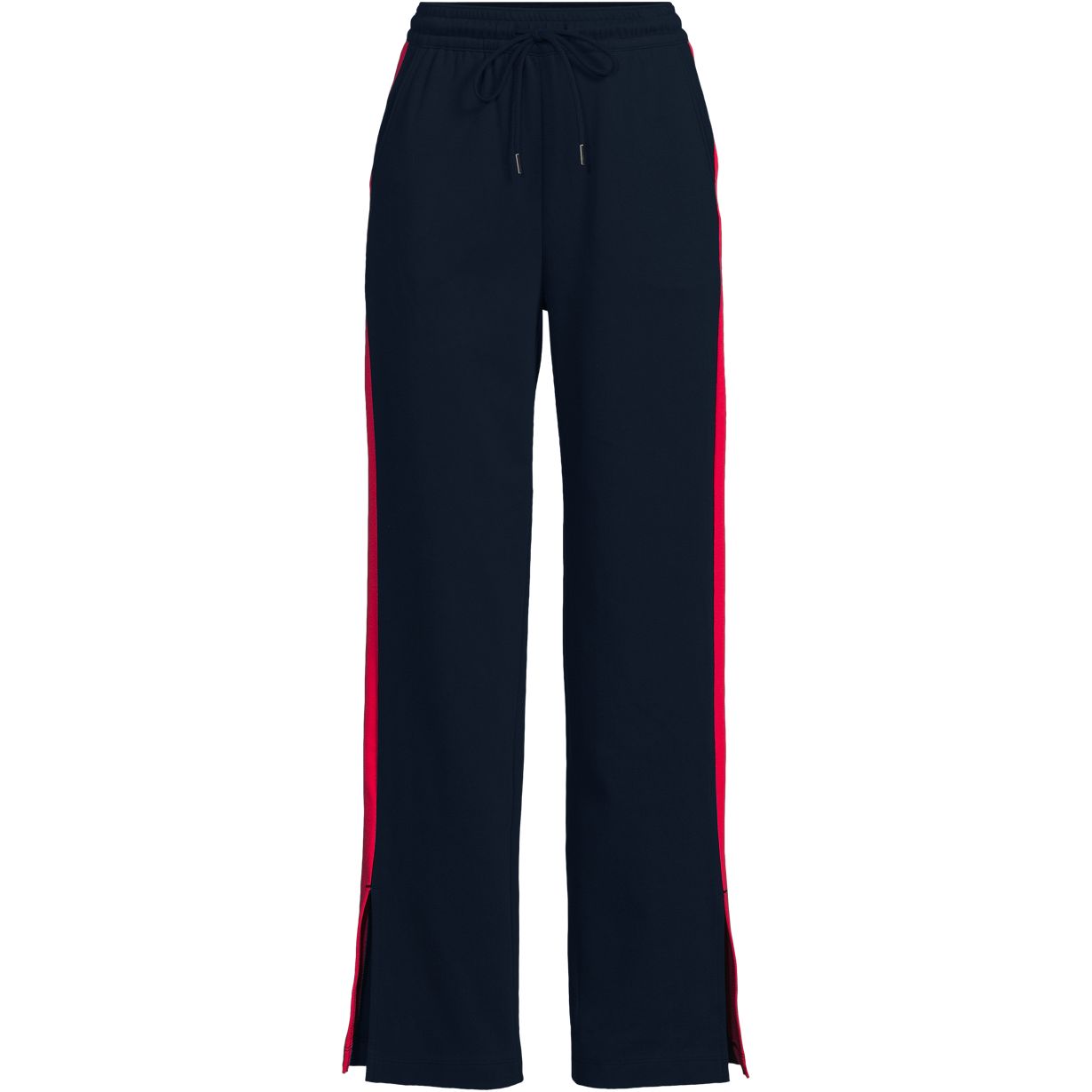 Women's Knit High Rise Relaxed Straight Leg Side Stripe Pants