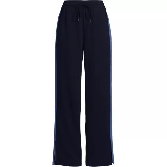 Women's Plus Size Sport Knit High Rise Relaxed Straight Leg Side Stripe Pants - primary