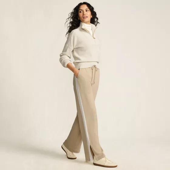 Women's Sport Knit High Rise Relaxed Straight Leg Side Stripe Pants - primary