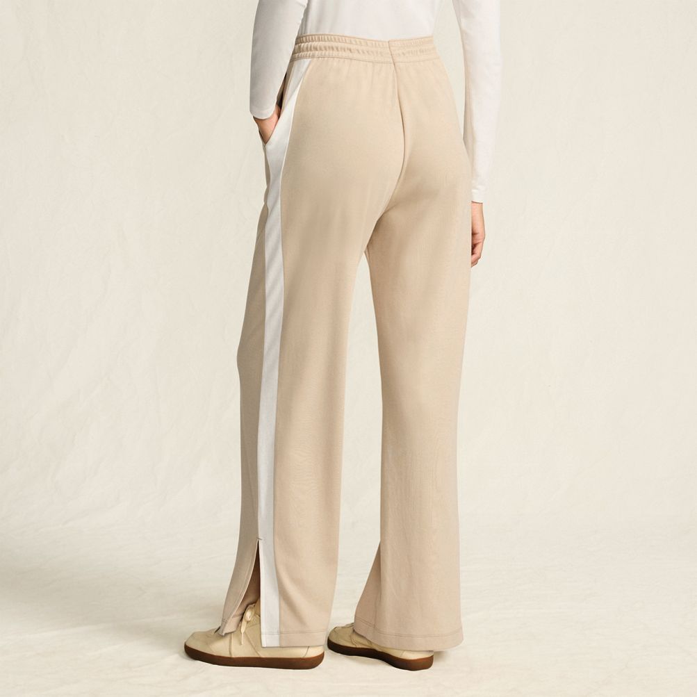 新品APOCRYPHA. / STRIPE SIDE OPEN SLACKS Women's Sport Knit High Rise Relaxed Straight Leg Side