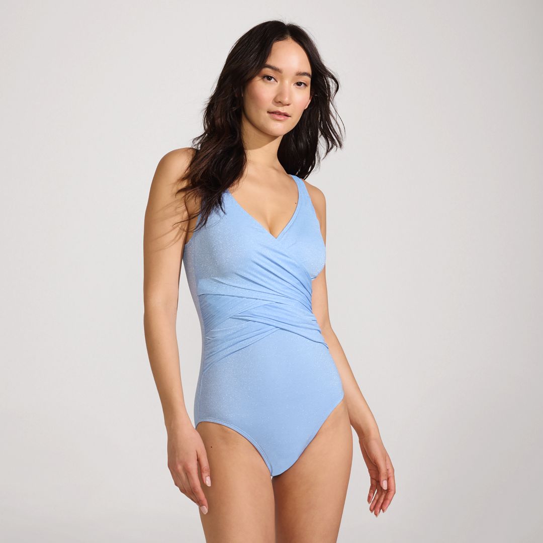 Women's Slender Suit Shine Wrap One Piece Swimsuit