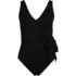 Women's Long Torso Side Tie Wrap One Piece Swimsuit, Front