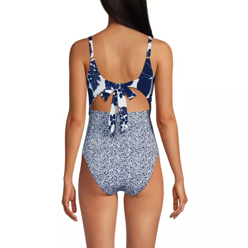  Women's Wrap Monokini High Leg One Piece Swimsuit, Back