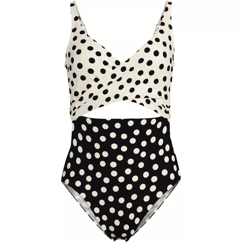  Women's Wrap Monokini High Leg One Piece Swimsuit, Front