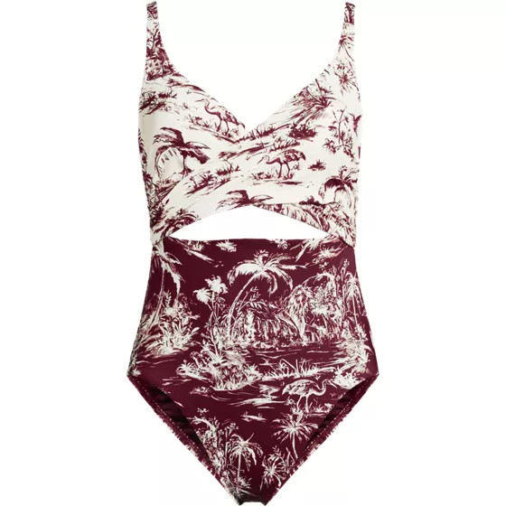 Women's Plus Size Wrap Monokini High Leg One Piece Swimsuit - primary