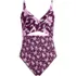  Women's Wrap Monokini High Leg One Piece Swimsuit, Front
