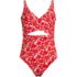  Women's Wrap Monokini High Leg One Piece Swimsuit, Front