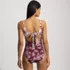 Women's Petite Wrap Monokini High Leg One Piece Swimsuit, Back