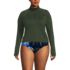 Women's Plus Size SunShade UPF 50 Long Sleeve Quarter Zip Rash Guard, Front