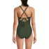 Women's Ribbed Knot Front One Piece Swimsuit, Back