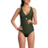 Women's Ribbed Knot Front One Piece Swimsuit, Front