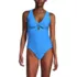Women's Ribbed Knot Front One Piece Swimsuit, Front