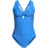 Women's Ribbed Knot Front One Piece Swimsuit, Front