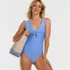 Women's Ribbed Knot Front One Piece Swimsuit, alternative image