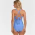 Women's Ribbed Knot Front One Piece Swimsuit, Back