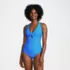 Women's Ribbed Knot Front One Piece Swimsuit, Front